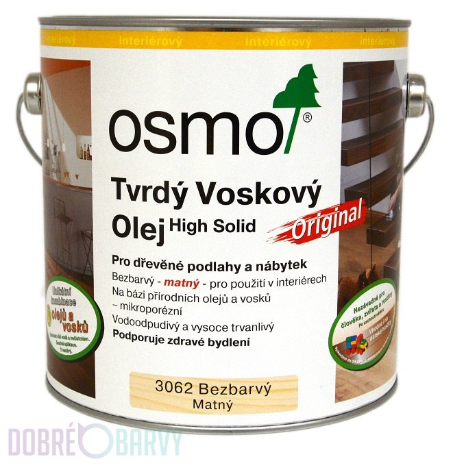 OSMO Tvrdý voskový olej Original 2,5l - Odstín: 3032 Bezbarvý hedvábný polomat